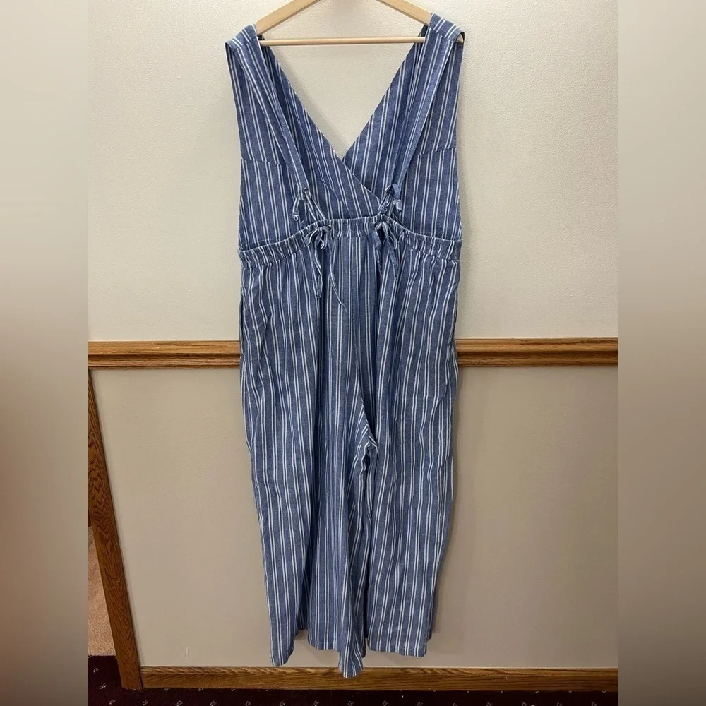 Aura Lightweight Striped Wide Legged Tank Romper Size XL